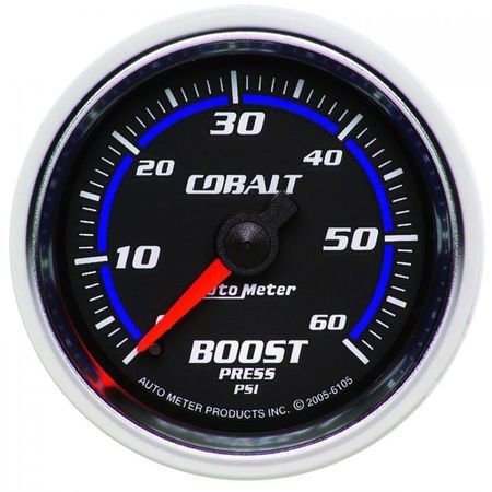 AUTO METER 2-1/16IN BOOST, 0-60 PSI, MECH, COBALT 6105